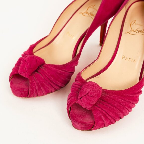 Christian Louboutin Lady Gres Pink Knotted Suede Pumps - Picture 6 of 9